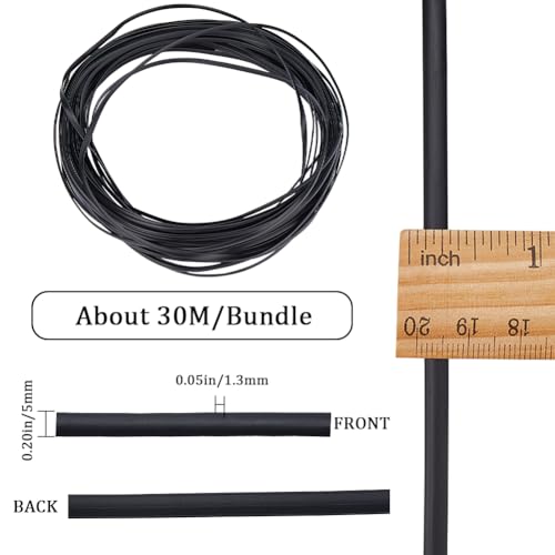 GORGECRAFT 5mm x 30m Rattan Weave Material Webbing Basket Wicker Weaving Reed Supply Synthetic Rattan Woven Furniture Repair Kit Plastic Cane Fix Vinyl for Garden Patio Bag Chair Sofa Supply Black - Image 2