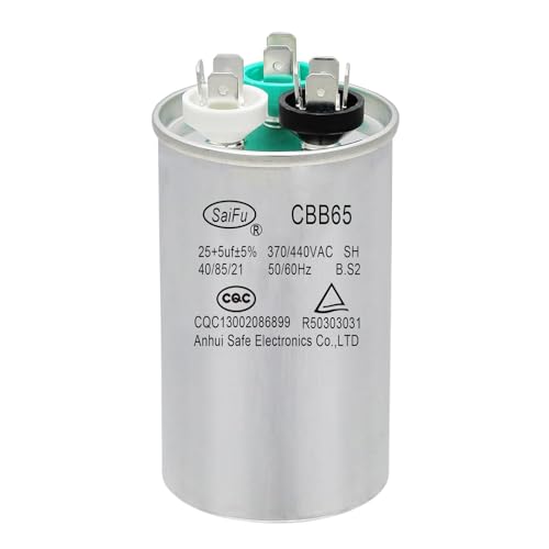 25+5uF 370V Condensador redondo de arranque doble CBB65 440 V VAC condensadores de aire acondicionado para arranque del motor del ventilador de la unidad de aire acondicionado o bomba de calor o