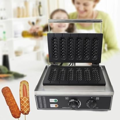 Waffeleisen Waffelgerät Waffle Maker Stiel Waffelmaschine Waffel am Stiel Profi Waffeln Am Stiel Waffelsticks Corn Dogs Edelstahl + Timer – Bild 4