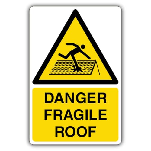 Panneau photoluminescent Danger Fragile Roof de sécurité toiture alu composite 200x300mm