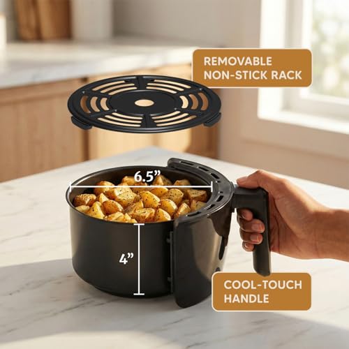 Image of Elite Gourmet EAF2612D Personal Programmable Air Fryer, 1000W, 2.1Qt, Black | Compact Space-Saving Design, Oil-Less Healthy Cooker, Timer & Temperature Controls