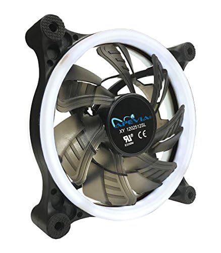 APEVIA 12L-CWH 120mm Silent Dual Rings White LED Fan with 32 x LEDs & 8 x Anti-Vibration Rubber Pads 1