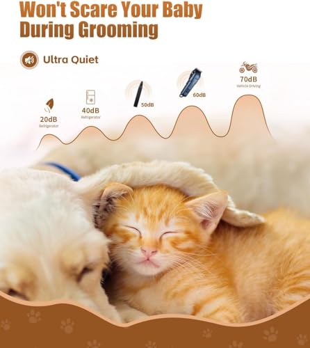 5-in-1 Low Noise Rechargeable Cordless Dog Clippers Pet Grooming Kit for Dogs & Cats|Quiet high Power pet Grooming Set for Small Large Dogs & Thick Coated Cats, Includes Comb, Clippers & Nail Clipper - Image 4