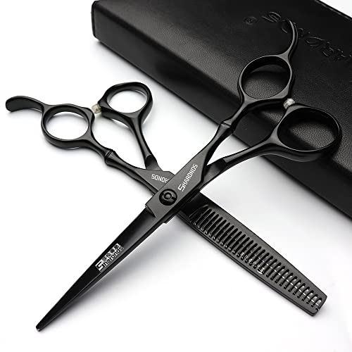 SHARONDS 6/7 Inch Professional 440C Hair Cutting Scissor Salon Hairdressing Thinning Shears Perfect for Barber and Home Use (6 in 2pc)