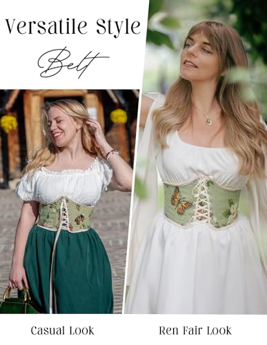 Scarlet Darkness Corset Belt for Women Renaissance Lace up Floral Wide Waist Belts3