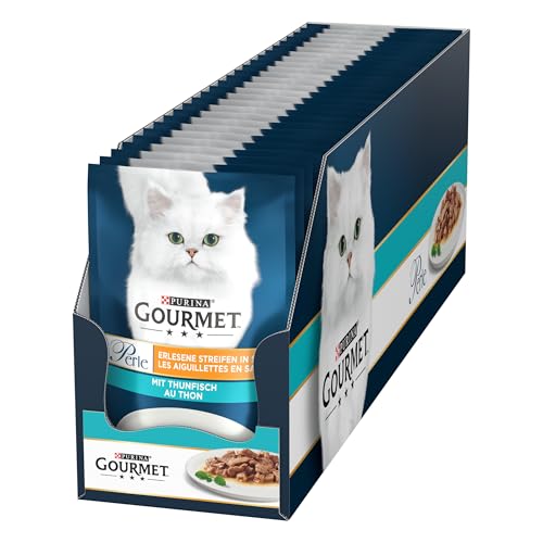 Gourmet Perle Erlesene Streifen Katzenfutter nass, mit Thunfisch, 26er Pack (26 x 85g)