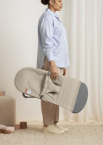 Image of BabyBjorn Bouncer Balance Soft, Tri-Fabric, Sand Grey | 2-in-1 Adjustable Baby Bouncer Seat and Toddler Chair, Newborn to Toddler (8-29 lbs), 4 Positions, Lightweight & Portable