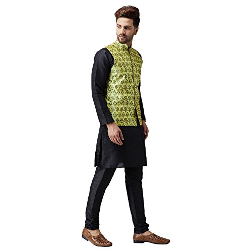 Image of SOJANYA (Since 1958, Men's Silk Blend Grey Kurta Pyjama & Silk Blend Jacket Combo