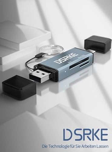 DSRKE SD Kartenleser mit USB 3.0/USB C Dual-Stecker für Computer/Telefon, Aluminum Highspeed Kartenlesegerät OTG Adapter, für SD/Micro SD/SDXC/SDHC/MMC/RS-MMC/UHS-I mit Windows/Mac OS/Android