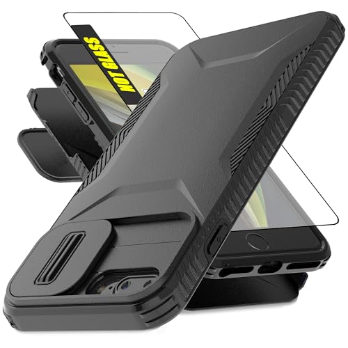 AWZHYDT for iPhone 8 Plus iPhone 7 Plus Case with 1 HD Screen Protector & Slide Camera Cover[Military-Grade]Phone Case Heavy Duty Rugged Shockproof Protective Cover for iPhone 8/7 Plus 5.5-Black