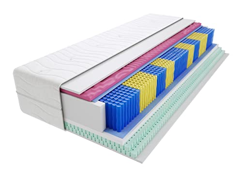 Godre Siena Molet Taschenfederkernmatratze Härtegrad H3 Mittelhart mit Gestepptem Bezug Hypoallergen Doppelseitig Einsetzbar Schlafzimmer 22 cm Höhe 200x220 cm
