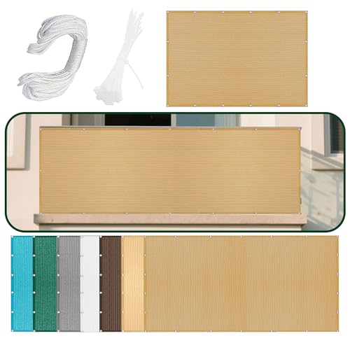 Vela Sombraje 230 x 330 cm Protección Rayos UV Transpirable Rectangular Toldo para Invernadero con Ojales con Ataduras de Cables para Patio, Fiesta, Patio Trasero, Amarillo Arena