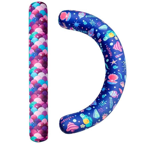 Inflatable Swimming Noodles Set - 2 Pack Pool Noodle Curved Swimming Pool Floats, Pool Noodles Floats for Adults, for Summer Beach Pool Party Games Summer Vacation Sea Beach Lake（Purple & Blue）