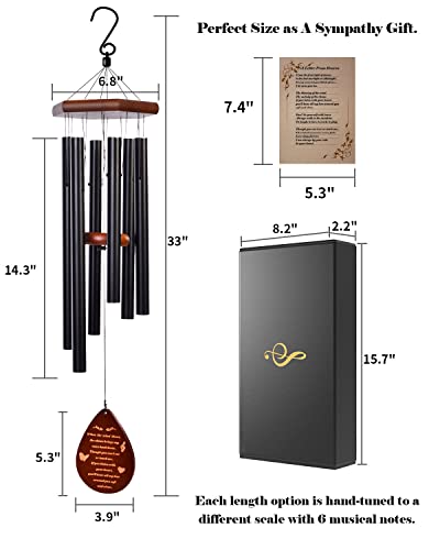 33” Wind Chimes For Mother’s Day Personalized Gifts, Sympathy Gift Memorial Windchime For Loss Of Loved One Prime With Diy Bells & Poem Card In Exquisite Box Bereavement For Dad Grandfather #TOP2
