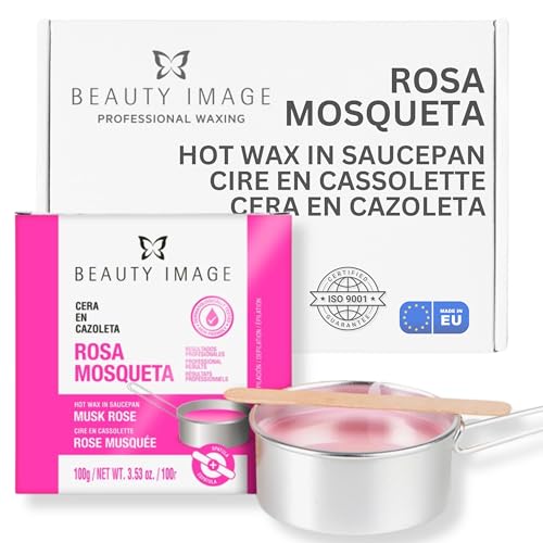 Cera Depilatoria Caliente en Cazoleta - Depilación Sin Bandas - Cera de Baja Temperatura - Rosa Mosqueta - Hidratante y Emoliente - Depilación Profesional - Sin Parabenos [Pack 2]