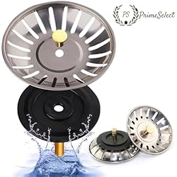 PrimeSelect - Pack 2 Tapón Fregadero Cocina de Ø78 mm Acero Inoxidable -Colador Universal para fregaderos y desagues-Filtro para desague o sumidero de Cocina, baños de 78-82 mm-18 Orificios
