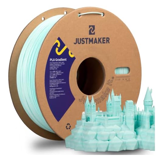 JUSTMAKER Gradient PLA 3D Printer Filament, Upgrade Cardboard Spool, Slightly Matte Surface Filament, Dimensional Accuracy +/-0.03mm, 1.75mm, 1kg, Baby Blue/White