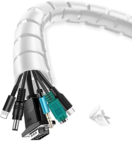 shinfly 2 x 1.5m Kabelschlauch Selbstschließend Weiß, Durchmesser 16mm/22mm Flexibel Kabelkanal mit 1 Drahtführungsclip, Kabelschutz Kabelmanagement für TV Computer - Weiß