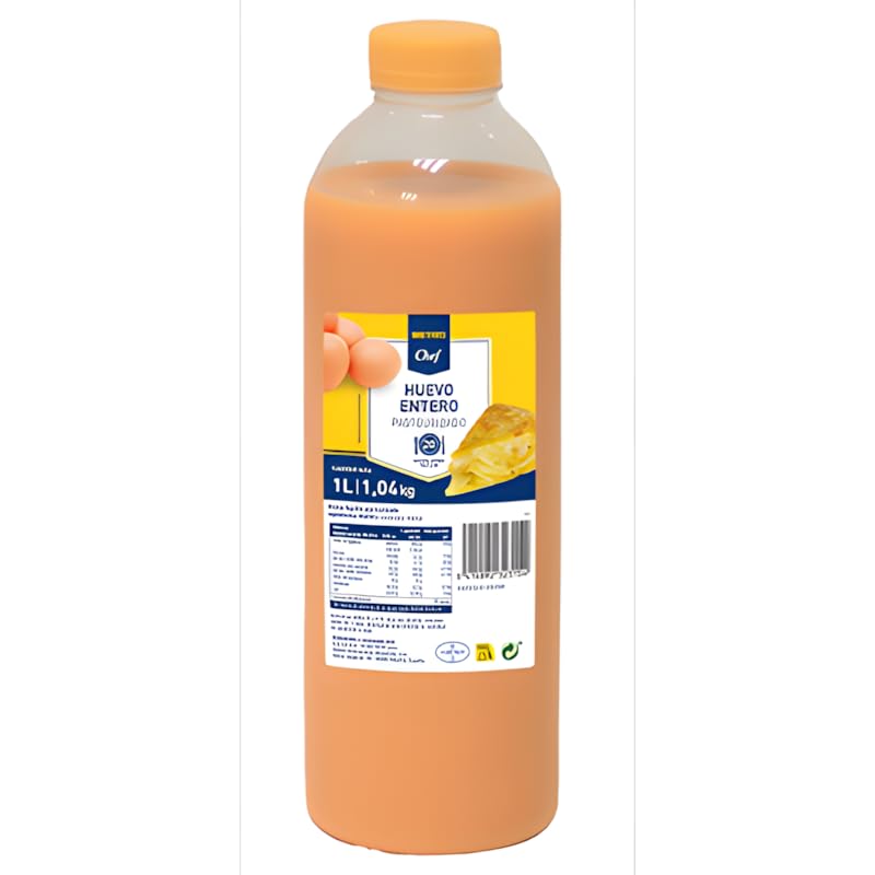 METRO Chef Huevo liquido 1L - Listo para Tortillas, Revueltos, Reposteria y Batidos - Para tu cocina y Postres. (Producto refrigerado) (Botella de Huevo Liquido Botella 1 L.)