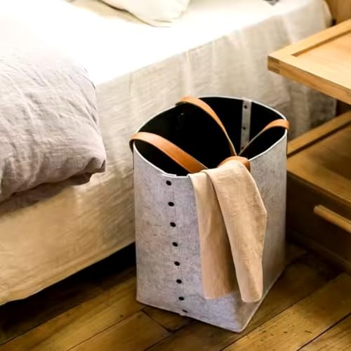Panier à linge carré en feutre de rangement vêtements pliable - 8