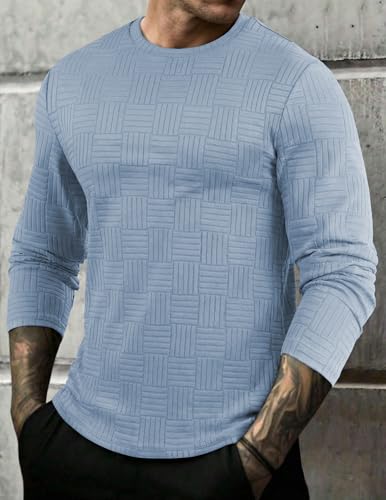 Image of JMIERR Mens T-Shirt Casual Stretch Solid Crewneck Short Sleeve Tees Textured Shirts
