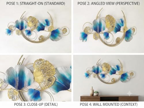 Image of SMILES GIFT Luxury Imported Wall Hanging Large Abstract Metal Wall Art Piece Gold & Teal Sculpture for Home Decor for Living Room & Office