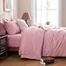 DOWNCOOL 7 Pieces Pink Queen Comforter Set, Pintuck Pinch Pleat Bed in a Bag, Soft Microfiber All Season Bedding Set for Bedroom with Sheets, Pillowcases & Shams