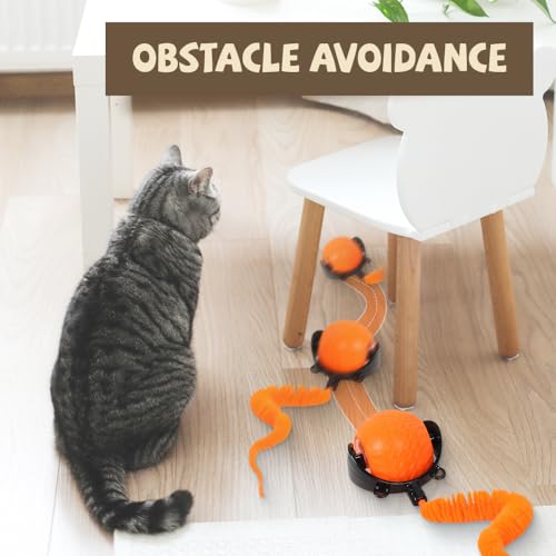 hoehew Interactive Cat Ball Toy, 2025 New Cats Ball Toys with Cord Imitation Mouse, Smart Self Rolling Pet Toys for Bored Indoor Adult Cats, Automatic Moving Peppy Pet Balls - Thumbnail 4
