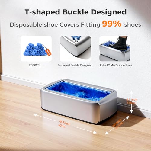 VMYTH Automatic Shoe Cover Dispenser with 200 PCS Disposable Boot Covers, Hands-Free Step-On Machine, No Electricity, Non-Slip & Reusable, Fits Most Sizes for Home Office Lab & Medical Use - image 3