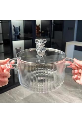 Borosilikat Cam Tencere 1700 ml Isıya Dayanıklı Figürlü Kulp