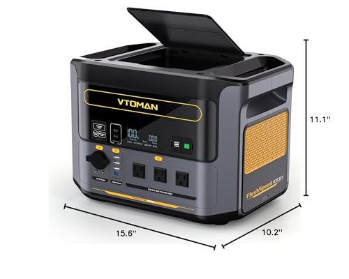 VTOMAN FlashSpeed 1000 Portable Power Station UPS LiFePO4 Battery Generator, 70Min Fully Charged, 1000W(Peak 2000W) Solar Generator, 14 Output Ports for Vehicle Emergency, Road Trip, Outdoor Camping - Image 9