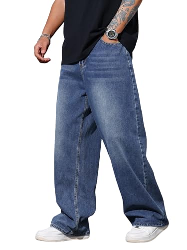 QGRSWBC Men's Baggy Jeans Wide Leg Hip Hop Pants Vintage Loose Fit...