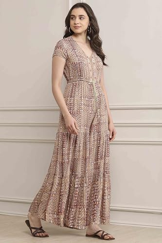 Image of BIBA Women LIVA Straight Printed Jumpsuit