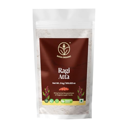 Image of Shiva Organic Ragi Atta - 3 kg | Finger Millet Flour - High Protein, Gluten Free, & Diabetic Friendly | Stone Ground, Ancient Grain | Sourced from Uttarakhand