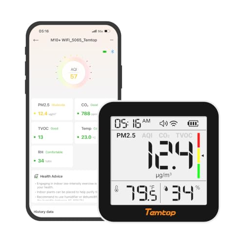 Image of Temtop M10+ WiFi 6-in-1 Smart CO2 Meter & Indoor Air Quality Monitor