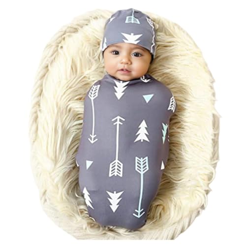 Image of Galabloomer Newborn Receiving Blanket Headband Set Baby Flower Swaddle