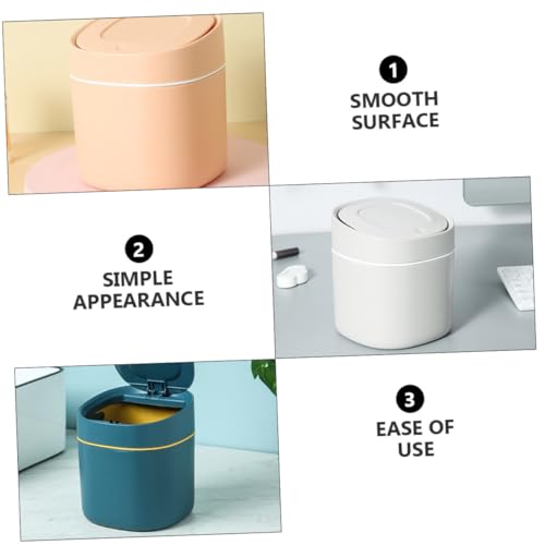 Caneca de basura compacta rectangular de plástico azul miniatura 3
