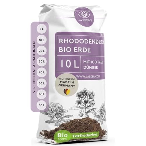 Rhododendronerde 10 L I Saure Erde mit Dünger & Wurzelaktivator I Moorbeeterde für Rhodos, Azaleen und Heidelbeeren | Nährstoffreich & In Deutschland Abgefüllt