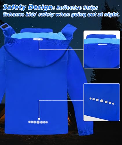Image of Boys Rain Jacket Kids Lightweight Rain Jackets Waterproof Hooded Windbreaker Outdoor Coats for Boys Girls