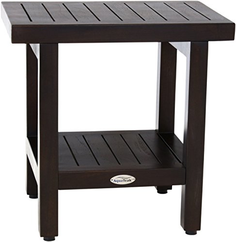 Aquateak 18" Spa Mocha Teak Shower Bench With Shelf #TOP22