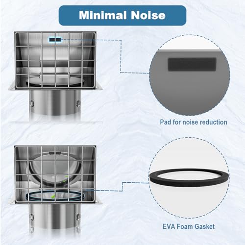 Image of Hon&Guan 8 Inch Wall Vent with Removable Mesh and Magnetic Seal Falp -304 Stainless Steel Exhaust Vent Dryer Vent Cover Rubber Cushioned Non Return Flap | lager gap removable mesh andmagnetic seal