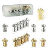 ruthex Set de 16 boquillas Nozzle V6 para impresora 3D - 8 boquillas de latón + 8 de acero inoxidable para filamento 1,75 - para impresora V6 Hotend como Anycubic i3 Mega | Chiron | Prusa i3 / Mini