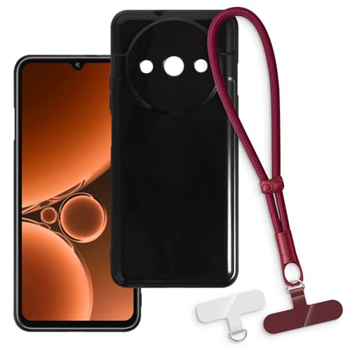 OAGELIM 2-in-1�ی�P�[�X�ƃ��X�g�X�g���b�v Oukitel C59 Pro �Ƃ̌݊������� ���O���\�ȃ��j���[�h�t���d�b�J�o�[�A����~�ߕ����h�~�O���b�v�n���h�� (�u���b�N + ���b�h)