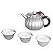 Teiera in Argento Set da tè Smerigliato in Argento Sterling Set da tè in Argento Puro 999 Tea Zen per Uso Domestico Teiera in Argento Completo