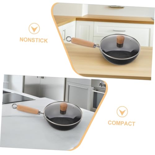 Wok de hierro fundido tradicional con tapa de madera miniatura 3