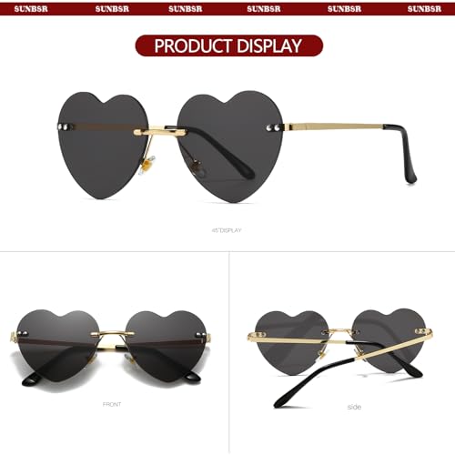 Rimless Heart Sunglasses for Women Fashion Cute Heart Shaped Party Glasses Lovely Style Love Glasses4