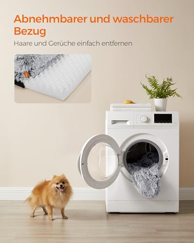 Feandrea FluffyHug Hundebett, Hundekissen Größe M, Hundematte für Miniaturhunde, kleine Hunde, Hundesofa Noppenschaumstoff, Bezug abnehmbar und waschbar, 76 x 58 x 16 cm, Ombré-Grau PGW231G01V1