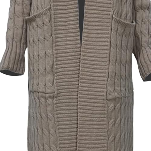 Women's Long Sweaters Cardigan Open Front Plus Size Chunky Cable Knit Duster Cardigans with Pockets Winter Sweater Coat4