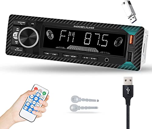 Hikity Radio Coche 1 DIN Bluetooth 5.1 Manos Libres Autoradio con USB/AUX/EQ/RCA Salida de Audio FM...