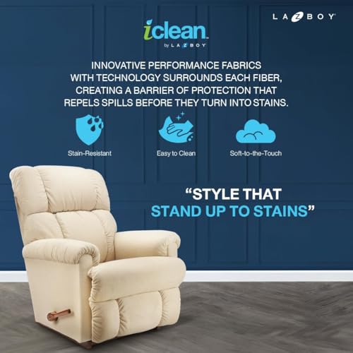 Image of LA Z BOY American Imported Pinnacle Single Seater Manual I-Clean Fabric Reclina Rocker Recliner Sofa | Premium Durable Iconic Comfort Home Design | Living Room Relax Seating Chair | I Waverly Linen
